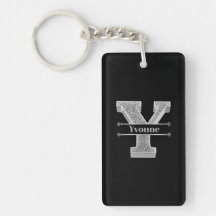 Personnalisé Y Monogramme initial d'argent Votre n