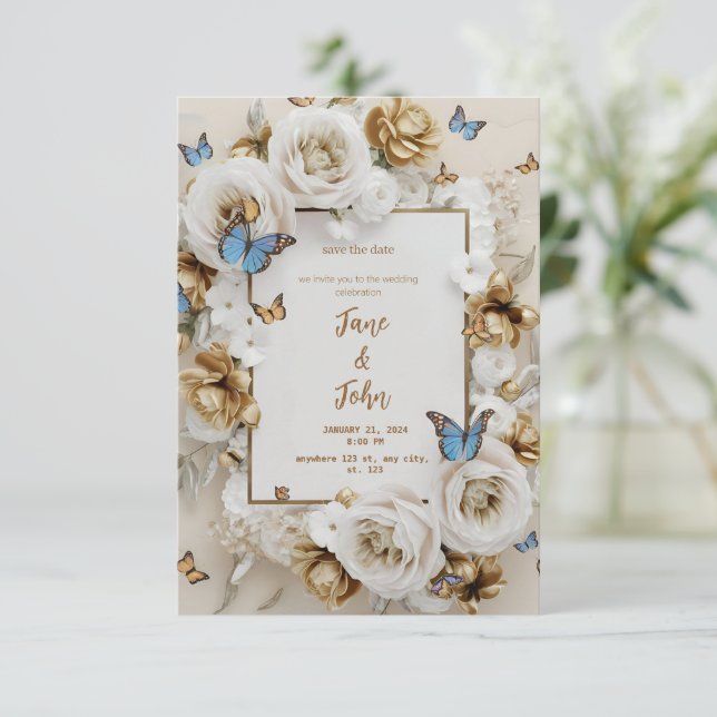 [Personnalisée] Elégante invitation de mariage dan (Debout devant)