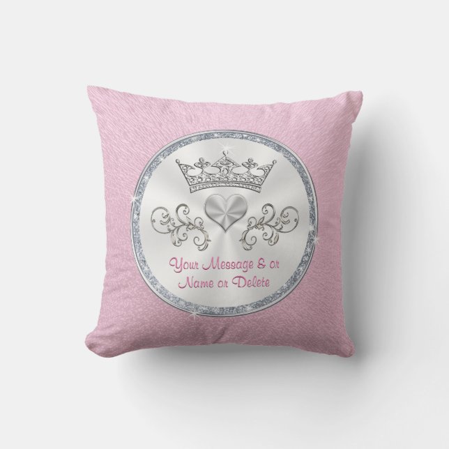 Personnalisée Princesse Tiara Coussin rose pour fi (Recto)