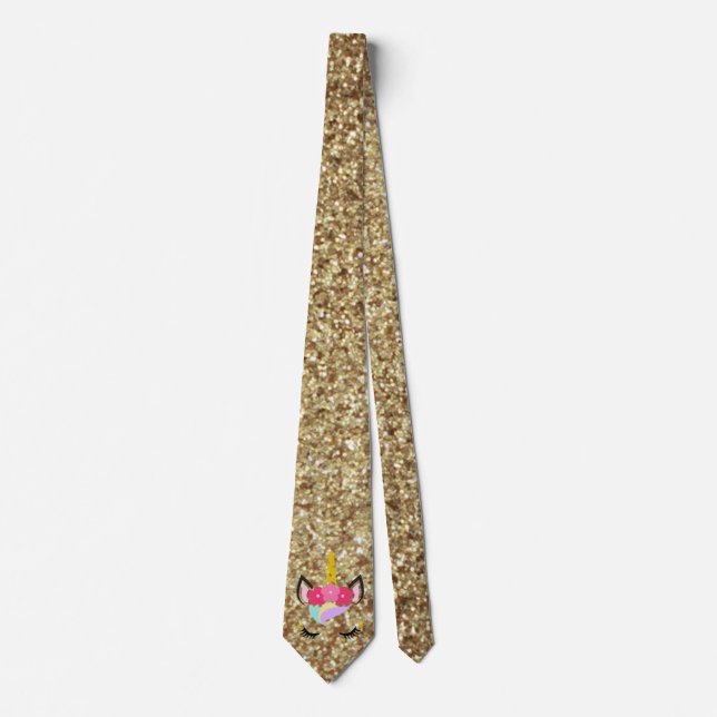 Personnalisée Unicorn Gold Mens robe Cravate (Devant)