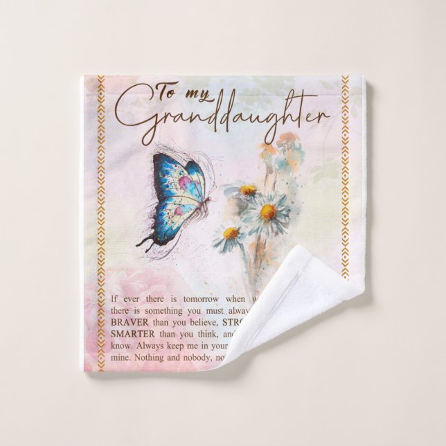Personnaliser À Ma Fleur Papillon Petite-Fille (Gant de toilette)