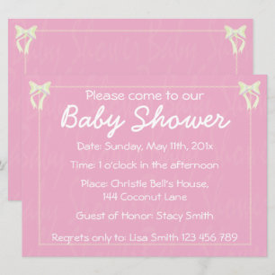 Personnaliser Bébé rose pâle invitation douche fil