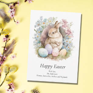 Personnaliser Bunny Pâques Floral Pastel Carte Pâq