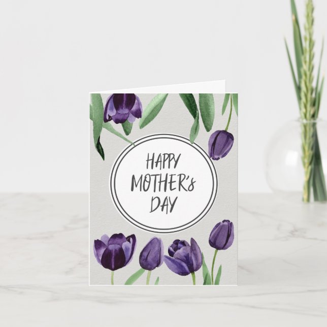 Personnaliser Carte Fête des Mères - Tulipes pourp (Devant)