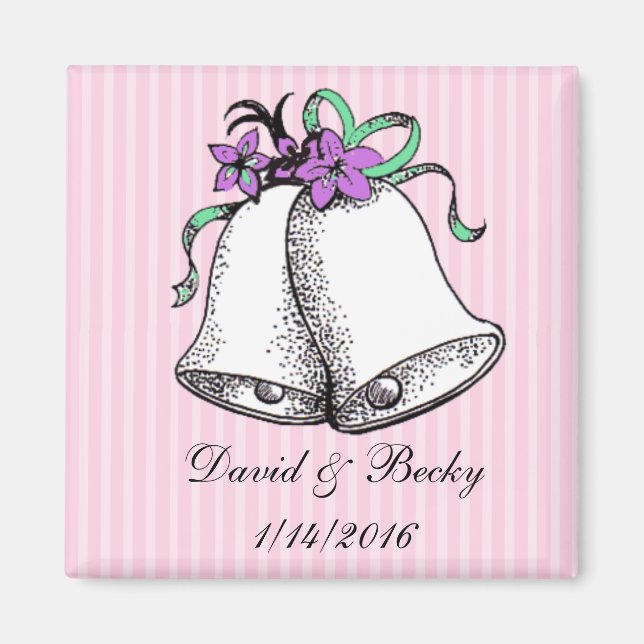 Personnaliser ces Magnets de mariage rose Favorise (Devant)