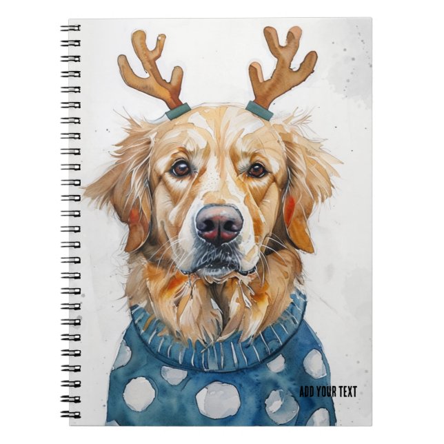 PERSONNALISER : Chien de Noël + Antlers | Carnet (Devant)