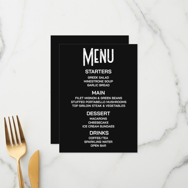 Personnaliser - Créez votre propre menu noir perso (Devant/Arrière en situation)
