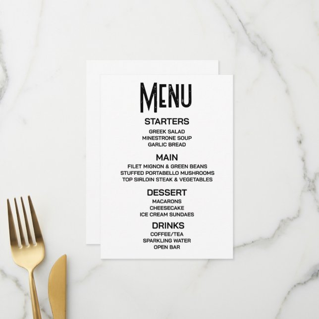 Personnaliser - Créez Votre Propre Menu Personnali (Devant/Arrière en situation)