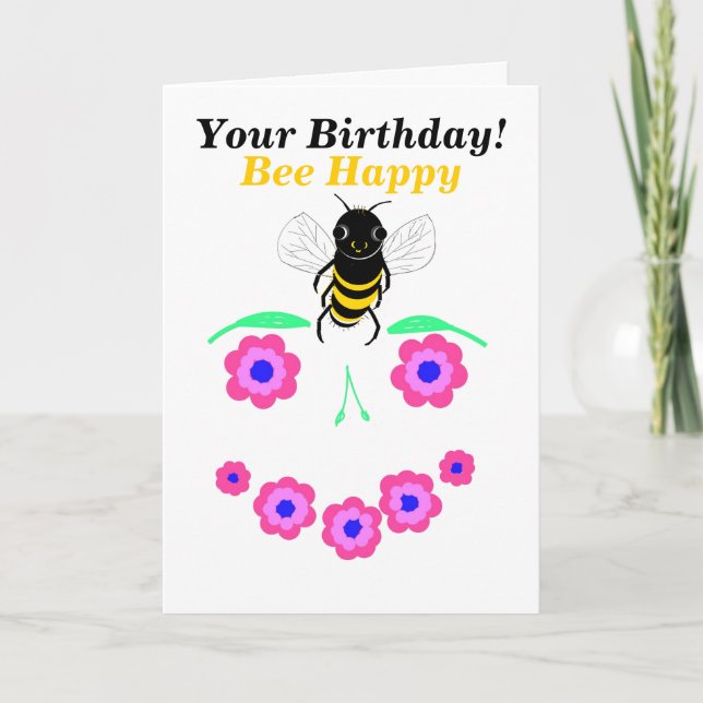 Personnaliser de la carte d'anniversaire d'abeille (Devant)