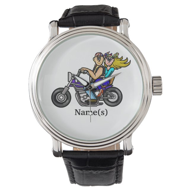 Personnaliser De Montre Couple Biker Avec Les Noms (devant)