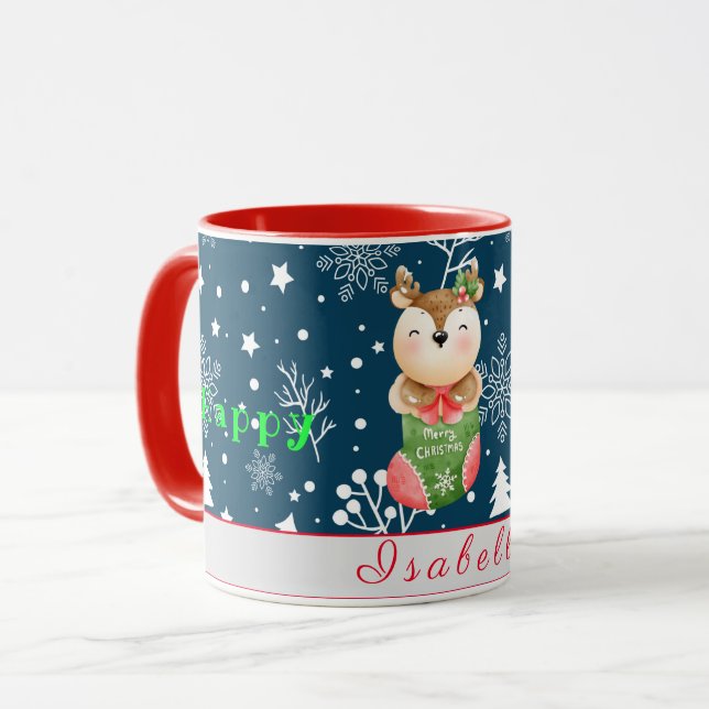 Personnaliser des fêtes des cerfs Texte et nom Mug (Devant gauche)