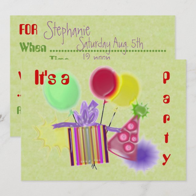 Personnaliser Dimensionnelle Ur Invitation Party (Devant / Derrière)
