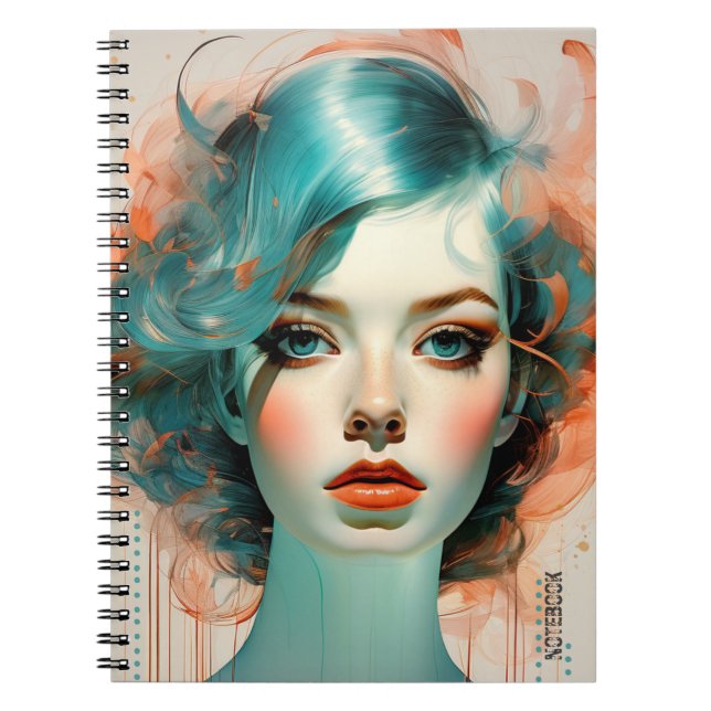 PERSONNALISER : Fille avec cheveux bleus | Carnet (Devant)