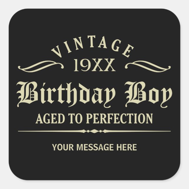 Personnaliser Funny Anniversaire Sticker Carré noi (Devant)
