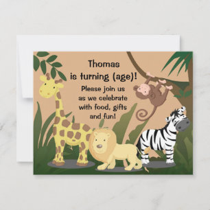 Personnaliser Happy Jungle Anniversaire Invitation