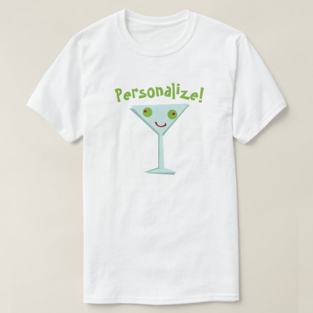 Personnaliser Happy Martini T-Shirt (Design devant)