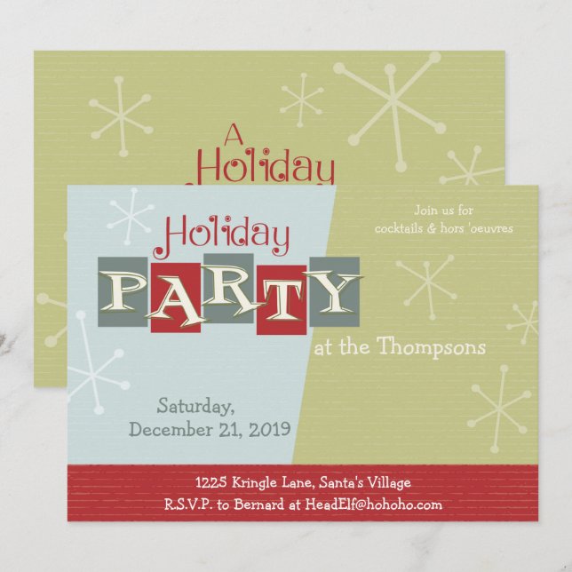 PERSONNALISER IT - Atomic Retro Invitation de fête (Devant / Derrière)