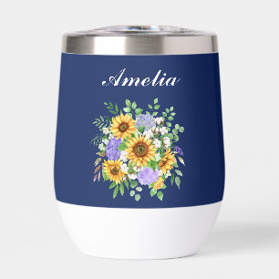 Personnaliser Jolis Fleurs Sauvages Bleu Marine Bo
