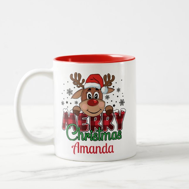 Personnaliser Joyeux Noël Reindeer Mug (Gauche)