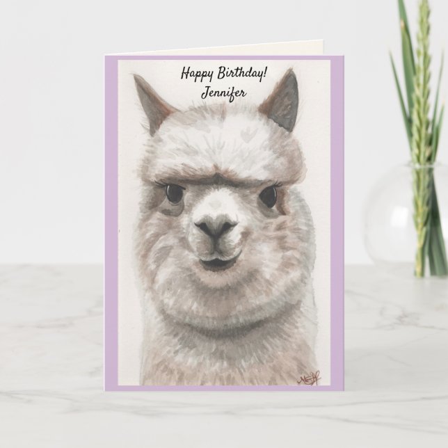 Personnaliser le NOM Carte d'aquarelle d'anniversa (Devant)