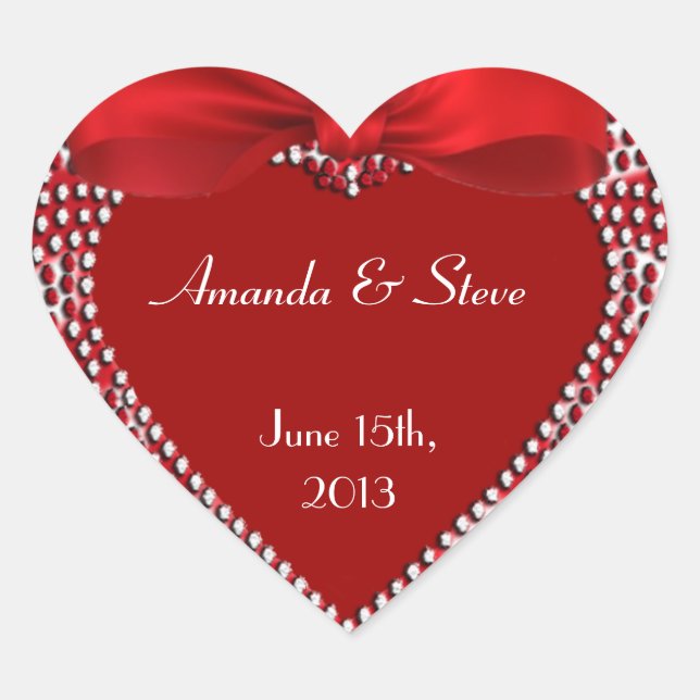 Personnaliser les stickers de mariage - Coeur roug (Devant)