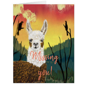 Personnaliser Mama Llama I Miss You Grey Card