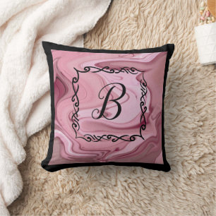 Personnaliser Monogramme Lancer Oreiller Rose Mauv