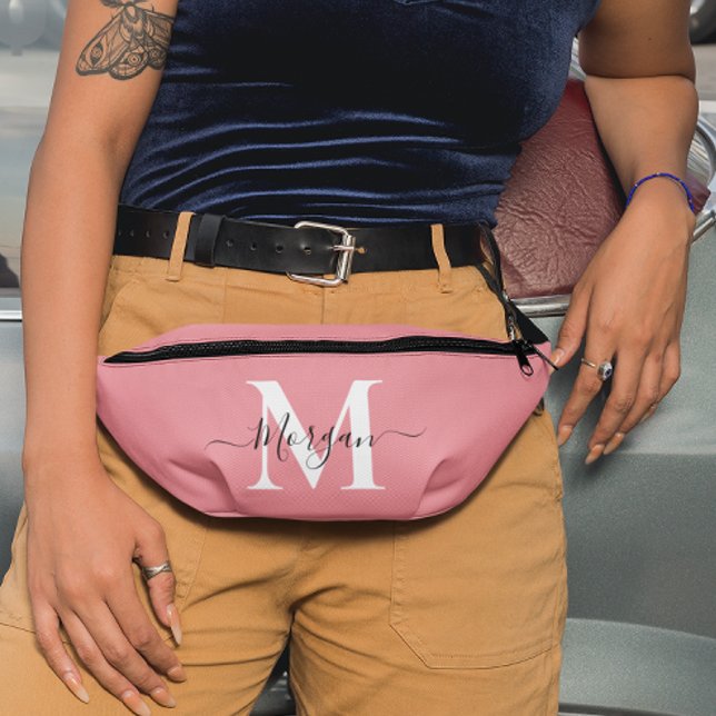Personnaliser Monogramme Nom initial rose (Personalize Monogram Initial Name Pink Fanny Pack)