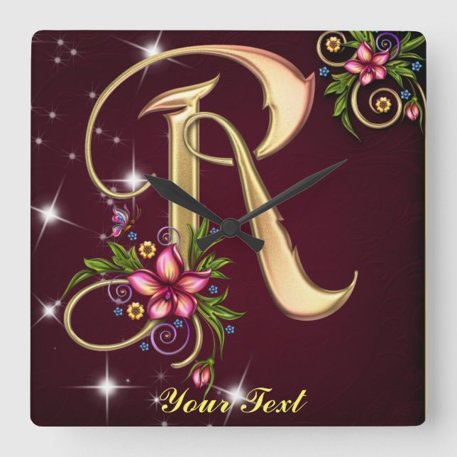 Personnaliser Monogramme R Horloge murale (Recto)