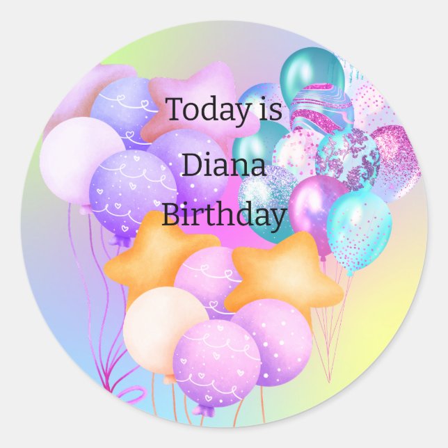 Personnaliser Nom Joyeux Sticker d'anniversaire (Devant)