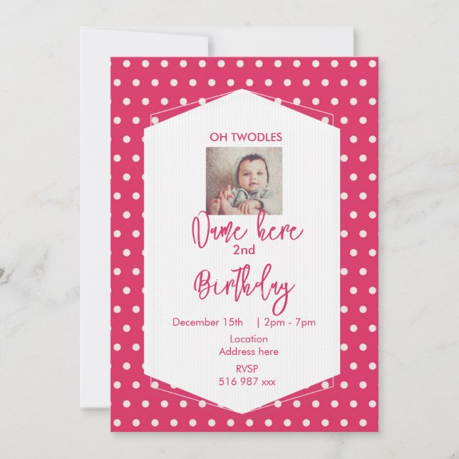 Personnaliser oh twodles invitation anniversaire (Devant)