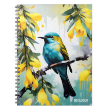 PERSONNALISER : Oiseau + Fleurs Jaunes | Carnet