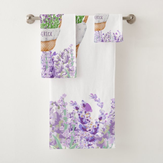 Personnaliser Panier de fleurs de lavande vert pou (En situation)