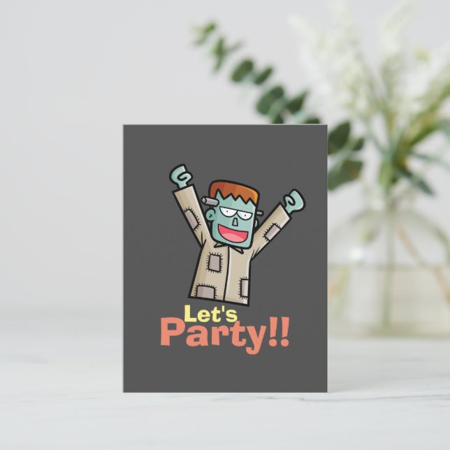 Personnaliser Party Frankenstein Carte postale (Debout devant)