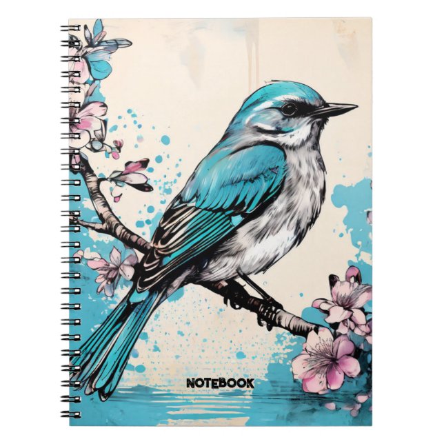 PERSONNALISER : Petit oiseau bleu | Journal carnet (Devant)