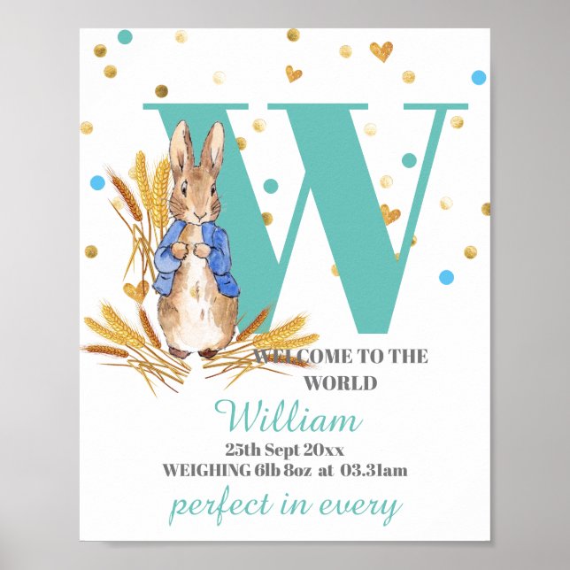 Personnaliser Poster de naissance de bébé garçon (Devant)