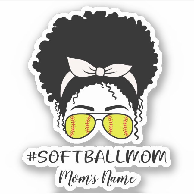 Personnaliser Softball Mom Sticker (Devant)