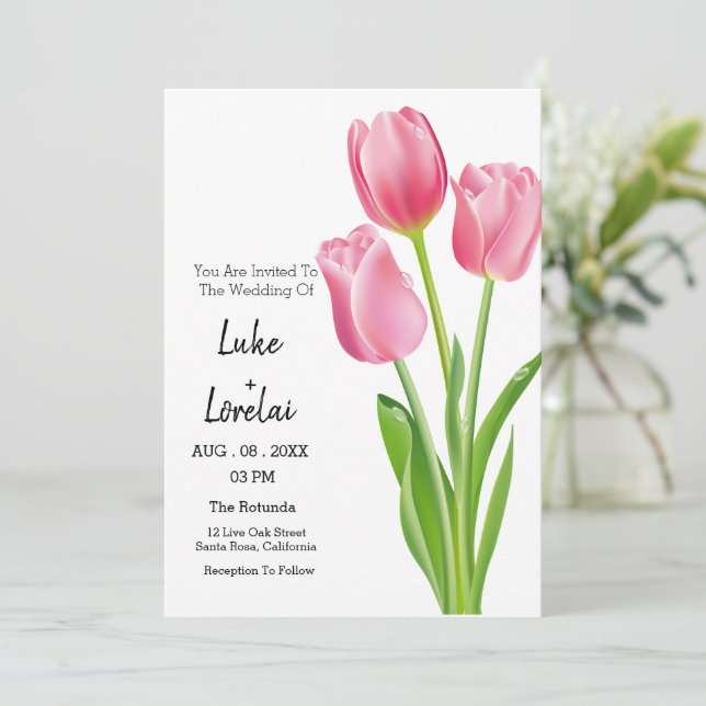 Personnaliser Tulip Élégante invitation de mariage (Debout devant)