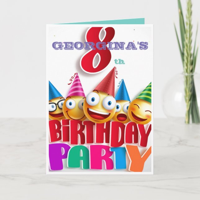 Personnaliser une carte d'anniversaire pour 8 ans  (Devant)