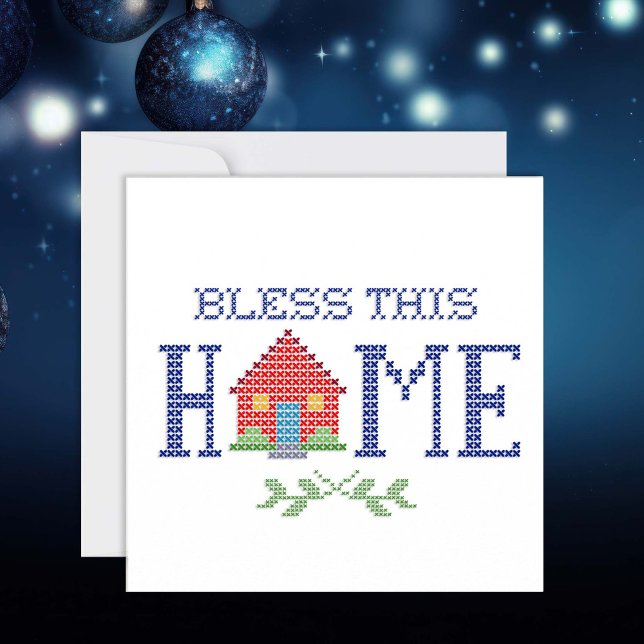 Personnaliser Votre Béni Cette Carte Maison (Send a heartfelt message with our 5.25" x 5.25" flat card featuring a "Bless This Home" theme.)