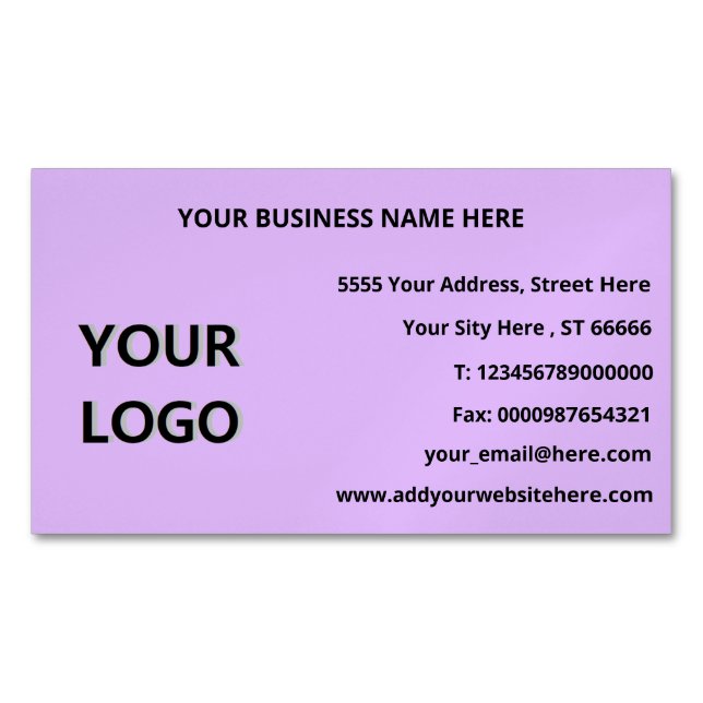 Personnaliser votre logo Info texte Carte de visit (devant)