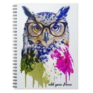 PERSONNALISEZ Cahier Coloré de Hibou Hippie