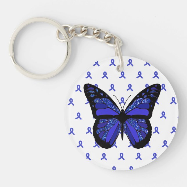 Personnalisez ce Porte - clé à papillon bleu ME/CF (Devant)