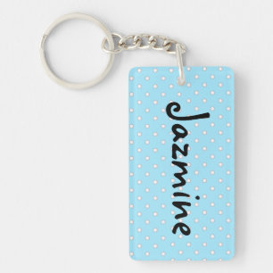 Personnalisez ce Porte - clé Polka bleu et blanc