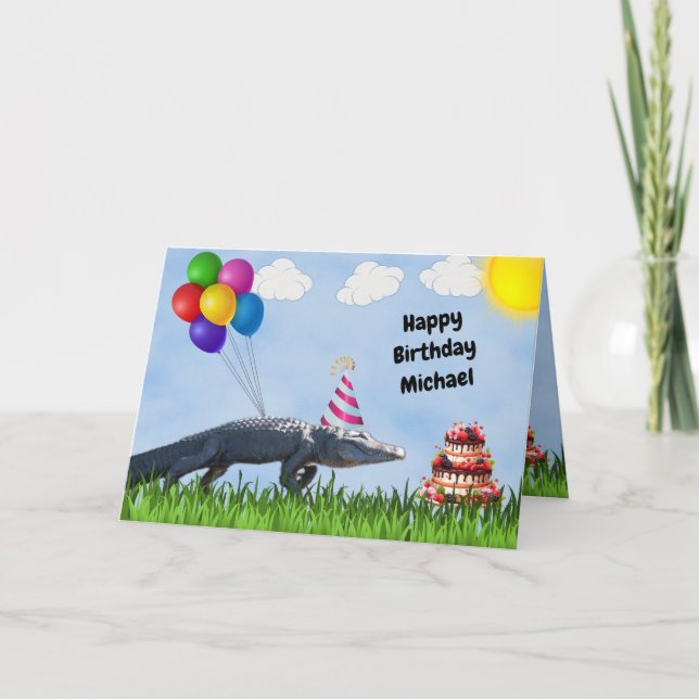 Personnalisez Cette Fun Gator Bonne Carte Annivers (Devant)
