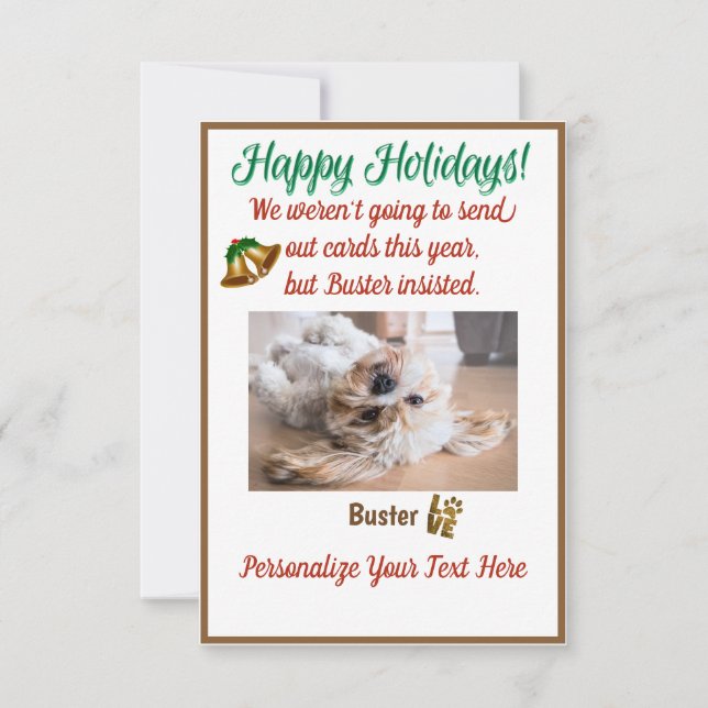 Personnalisez la carte de Noël du chien de fête (Devant)