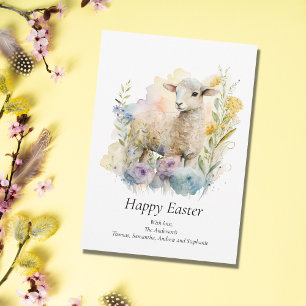 Personnalisez la carte Pâques Pastels Floral Lamb