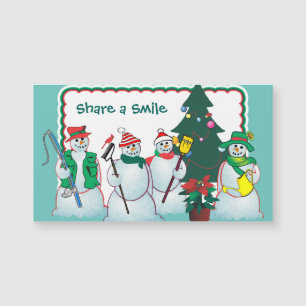 personnalisez le magnet de bonhommes de neige