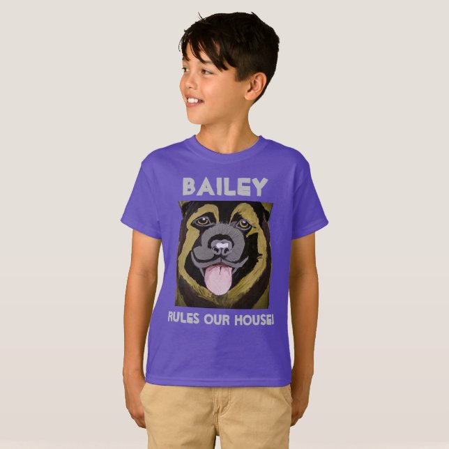 Personnalisez le nom du chien et le T-shirt photo (Devant entier)