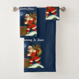 Personnalisez Noël du Père Noël sur Blue Bath Tow